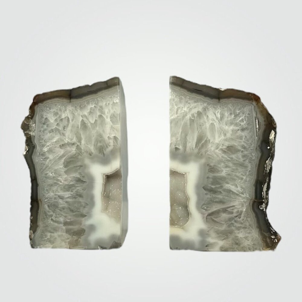 Agate Crystal bookends with Geode Center, Natural stone, Bookshelf Decor, Unique - Picture 3 of 16